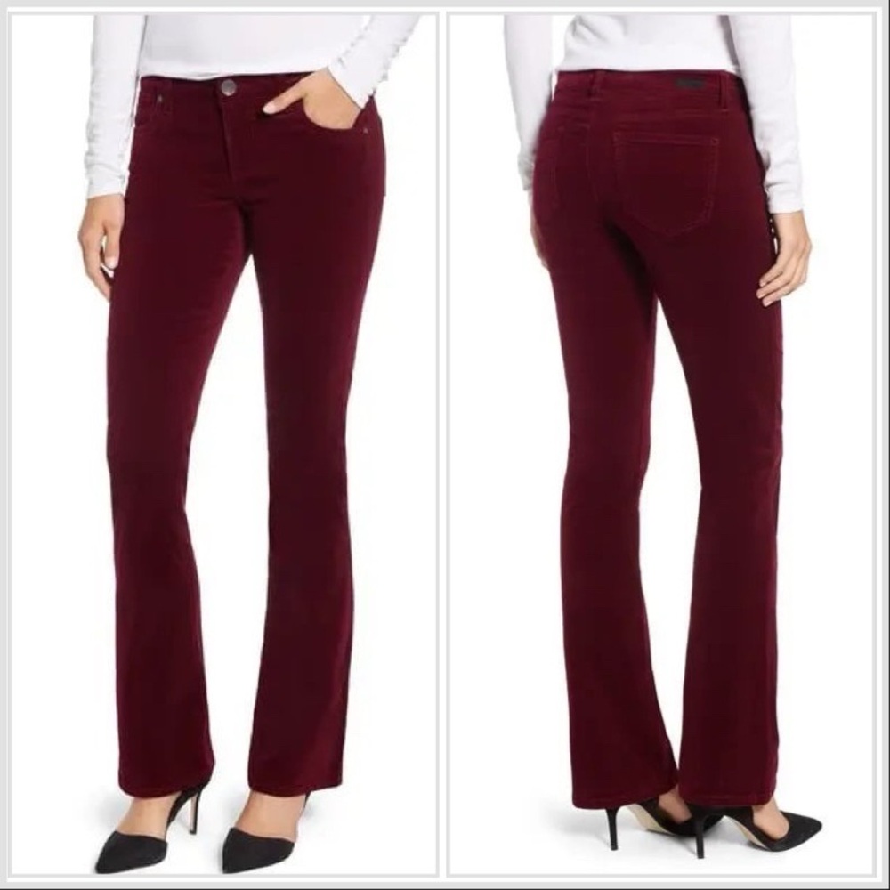 Kut from the Kloth Karen Baby Bootcut Corduroy Pants in Burgundy sz 14